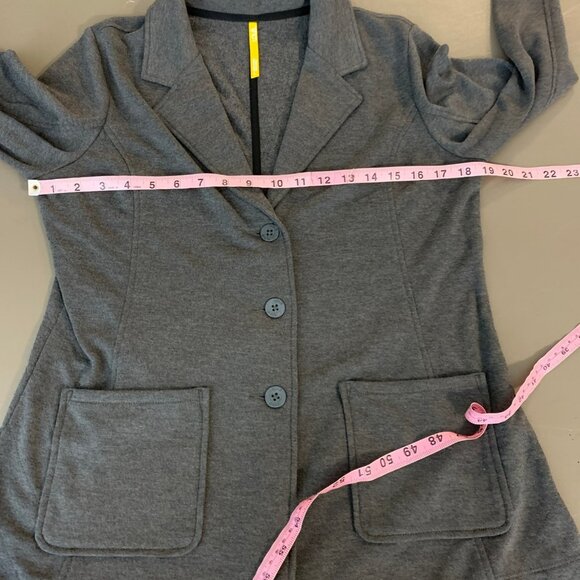 LOLE Womens L Knit Blazer Jacket 3 Button Gray Pockets Cozy Work Office Stretch - Picture 12 of 14